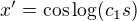 $x'=\cos\log(c_1 s)$