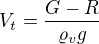$V_t=\frac{G-R}{\varrho_vg}$