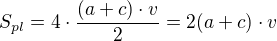 kopírovat do textarea $S_{pl}=4\cdot \frac{(a+c)\cdot v}{2}=2(a+c)\cdot v$