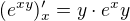 $(e^{xy})_x'=y\cdot e^xy$