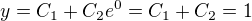 kopírovat do textarea $y=C_1+C_2e^{0}=C_1+C_2=1$