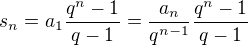 kopírovat do textarea $s_{n}=a_{1}\frac{q^{n}-1}{q-1}=\frac{a_{n}}{q^{n-1}}\frac{q^{n}-1}{q-1}$