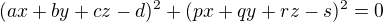 kopírovat do textarea $(ax+by+cz-d)^2+(px+qy+rz-s)^2=0$