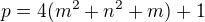 $p=4(m^2+n^2+m)+1$