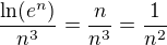 $\frac{\ln(e^n)}{n^3}=\frac{n}{n^3}=\frac{1}{n^2}$