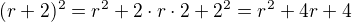 kopírovat do textarea $(r+2)^2=r^2+2\cdot r\cdot 2+ 2^2=r^2+4r+4$