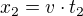 kopírovat do textarea $x_{2}=v\cdot t_{2}$