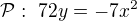 kopírovat do textarea $\mathcal P:\ 72y=-7x^2$