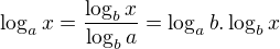 $\log_ax = \frac{\log_bx}{\log_ba}=\log_ab.\log_bx$