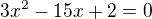 kopírovat do textarea $3x^2 - 15x + 2 = 0$