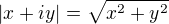 $|x+iy| = \sqrt{x^2 + y^2}$