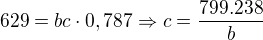 $629=bc\cdot 0,787\Rightarrow c=\frac{799.238}{b}$