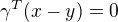 $\gamma ^{T}(x-y)=0$