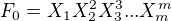 $F_{0}=X_{1}X_{2}^{2}X_{3}^{3}...X_{m}^{m}$