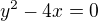 $y^2 - 4x=0$