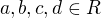 kopírovat do textarea $a, b, c, d \in R$