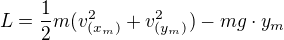 $L=\frac{1}{2}m( v_{(x_m)}^{2} + v_{(y_m)}^{2})-mg\cdot y_{m}$