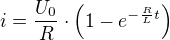 $i=\frac{U_0}{R}\cdot\(1-e^{-\frac{R}{L}t}\)$