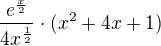 kopírovat do textarea $\frac{e^{\frac x2}}{4x^{\frac 12}}\cdot (x^2+4x+1)$