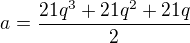 kopírovat do textarea $a=\frac{21q^{3}+21q^{2}+21q}{2}$
