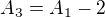 $A_{3} = A_{1} - 2$