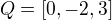 $Q=[0,-2,3]$