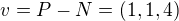 $v=P-N=(1,1,4)$
