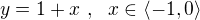 $y = 1 + x� ,� �x \in \langle -1 , 0\rangle$