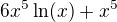 $6x^{5}\ln (x)+x^{5}$