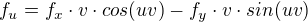 $f_u = f_x \cdot v \cdot cos(uv) - f_y \cdot v \cdot sin(uv)$