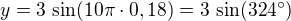 $y=3\,\sin(10\pi\cdot 0,18)=3\,\sin(324^\circ)$