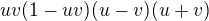 $uv(1-uv)(u-v)(u+v)$