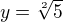 $y = \sqrt[2]{5}$