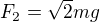 $F_2 = \sqrt2 mg$