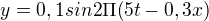 $y=0,1sin2\Pi (5t-0,3x)$