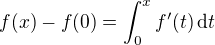 kopírovat do textarea $f(x) - f(0) = \int_0^x f'(t)\,\text{d}t$