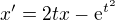$x' = 2tx - \mathrm{e}^{t^2}$