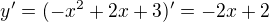 $y'=(-x^{2}+2x+3)'=-2x +2$