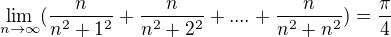 $\lim_{n \to \infty}(\frac{n}{n^2+1^2}+\frac{n}{n^2+2^2}+....+\frac{n}{n^2+n^2})=\frac{\pi}{4}$