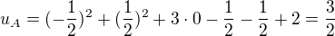 $u_{A}=(-\frac{1}{2})^{2}+(\frac{1}{2})^{2}+3\cdot 0-\frac{1}{2}-\frac{1}{2}+2=\frac{3}{2}$