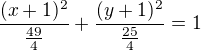 $\frac{(x+1)^{2}}{\frac{49}{4}}+\frac{(y+1)^{2}}{\frac{25}{4}}=1$