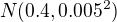 $N(0.4,0.005^2)$