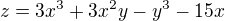 kopírovat do textarea $z=3x^{3}+3x^{2}y-y^{3}-15x$