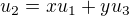 $u_{2}= xu_{1}+yu_{3}$