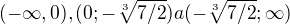 $(-\infty ,0) , (0; -\sqrt[3]{7/2}) a (-\sqrt[3]{7/2}; \infty )$