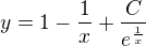 $y=1-\frac{1}{x}+\frac{C}{e^{\frac{1}{x}}}$