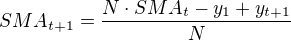 $SMA_{t+1}=\frac{N\cdot SMA_t-y_1+y_{t+1}}{N}$