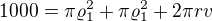 $1000=\pi\varrho _{1}^{2}+\pi \varrho _{1}^{2}+2\pi rv$