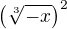 $\(\sqrt[3]{-x}\)^2$