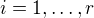 $i=1,\ldots,r$